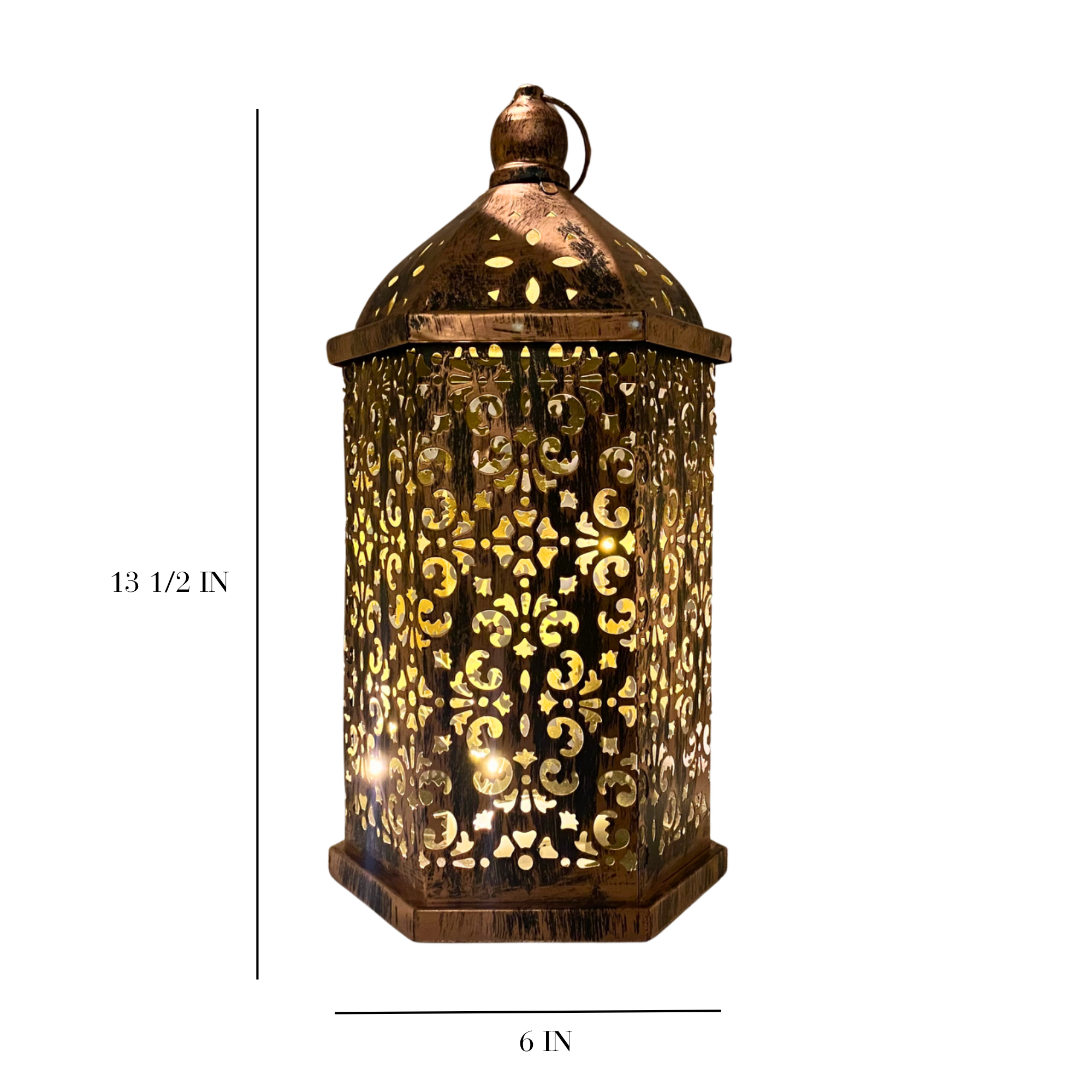 Islamic Geometric LED Lantern Gold