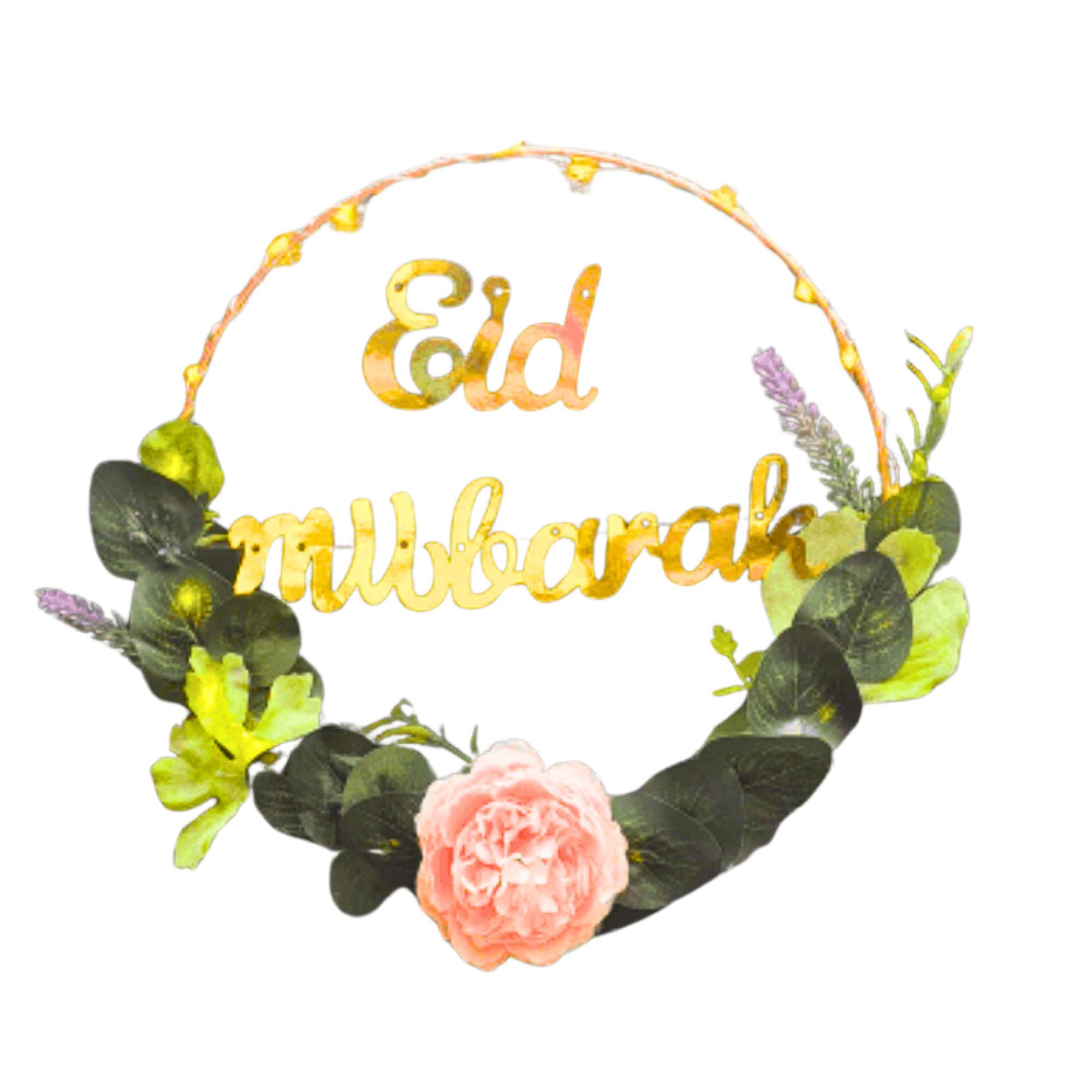 Eid Wreath Flower Hanging Decoration With Light