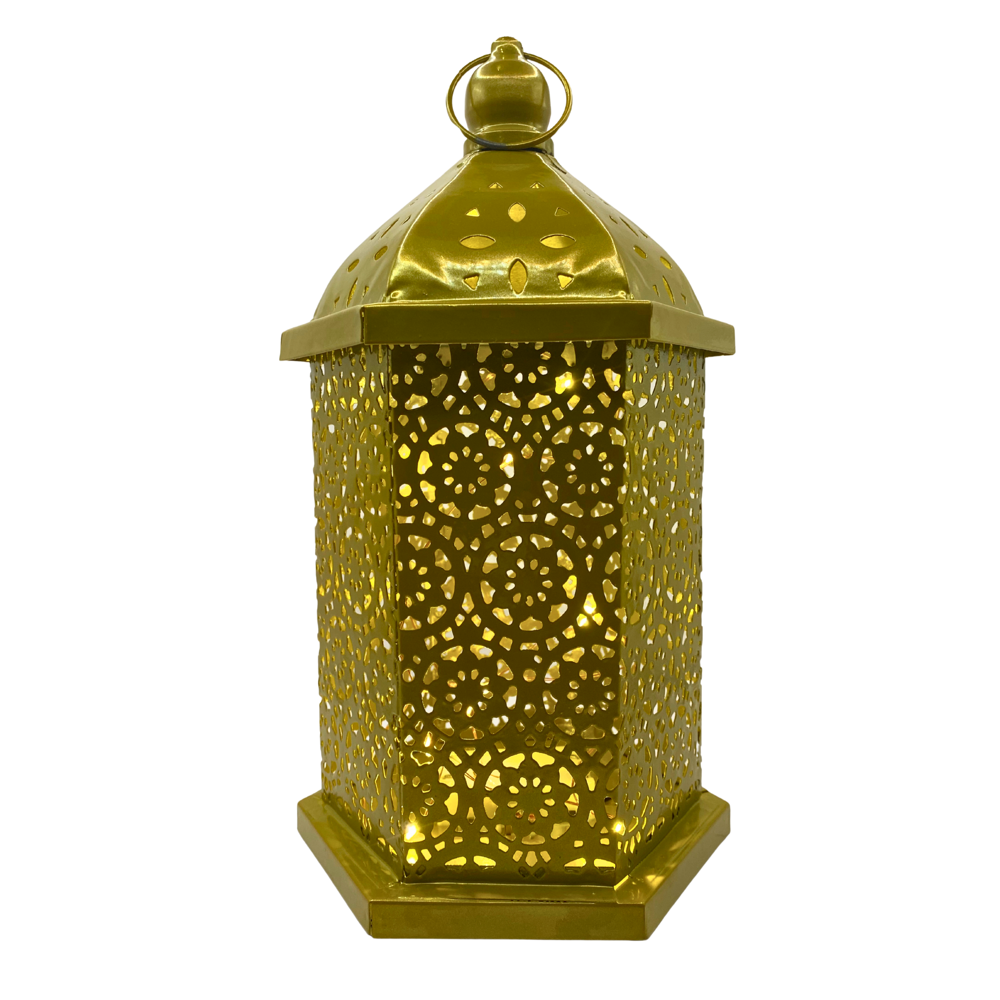 Islamic Geometric LED Lantern Gold