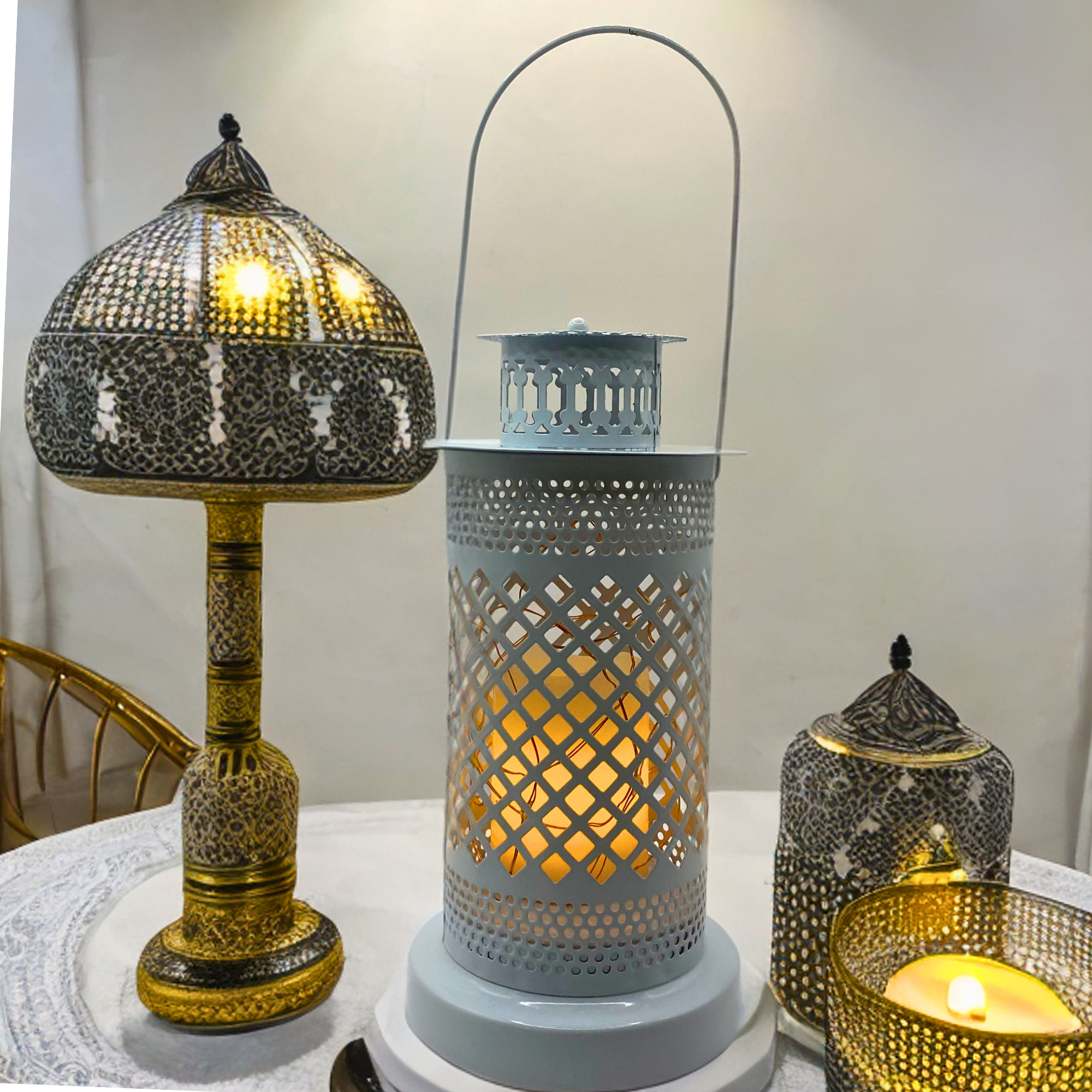 Islamic Candle Holder With String Lights