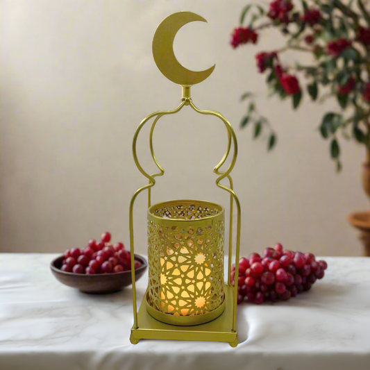 Islamic Crescent Candle Holder Gold