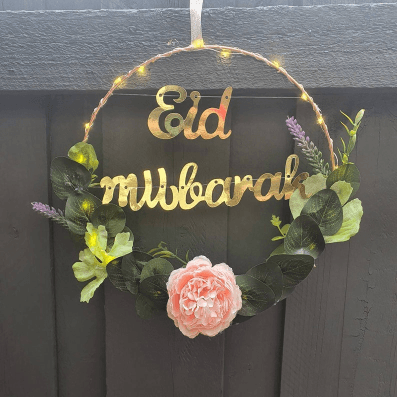 Eid Wreath Flower Hanging Decoration With Light - eRayyan