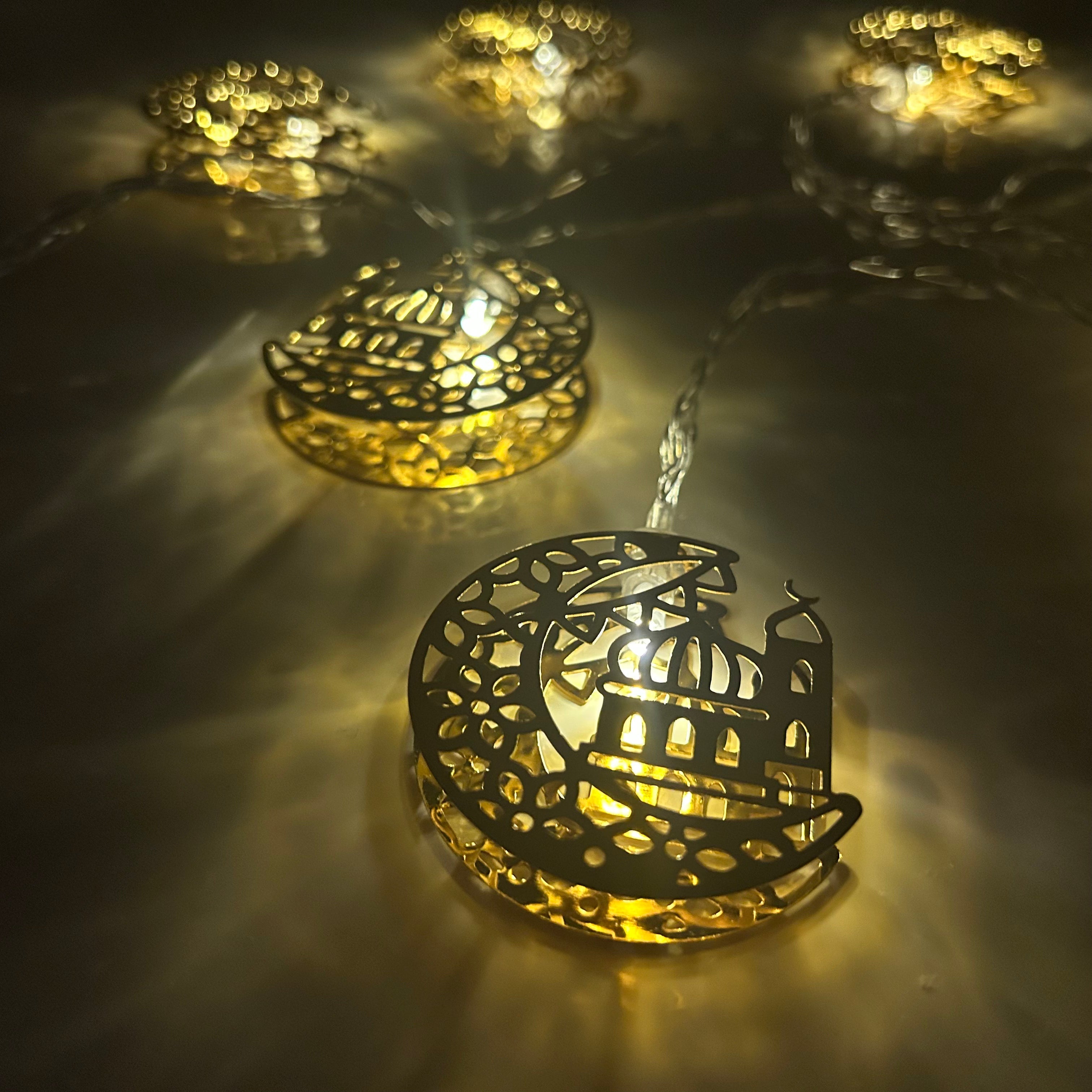 Islamic Geometric Crescent & Mosque LED String Lights - eRayyan