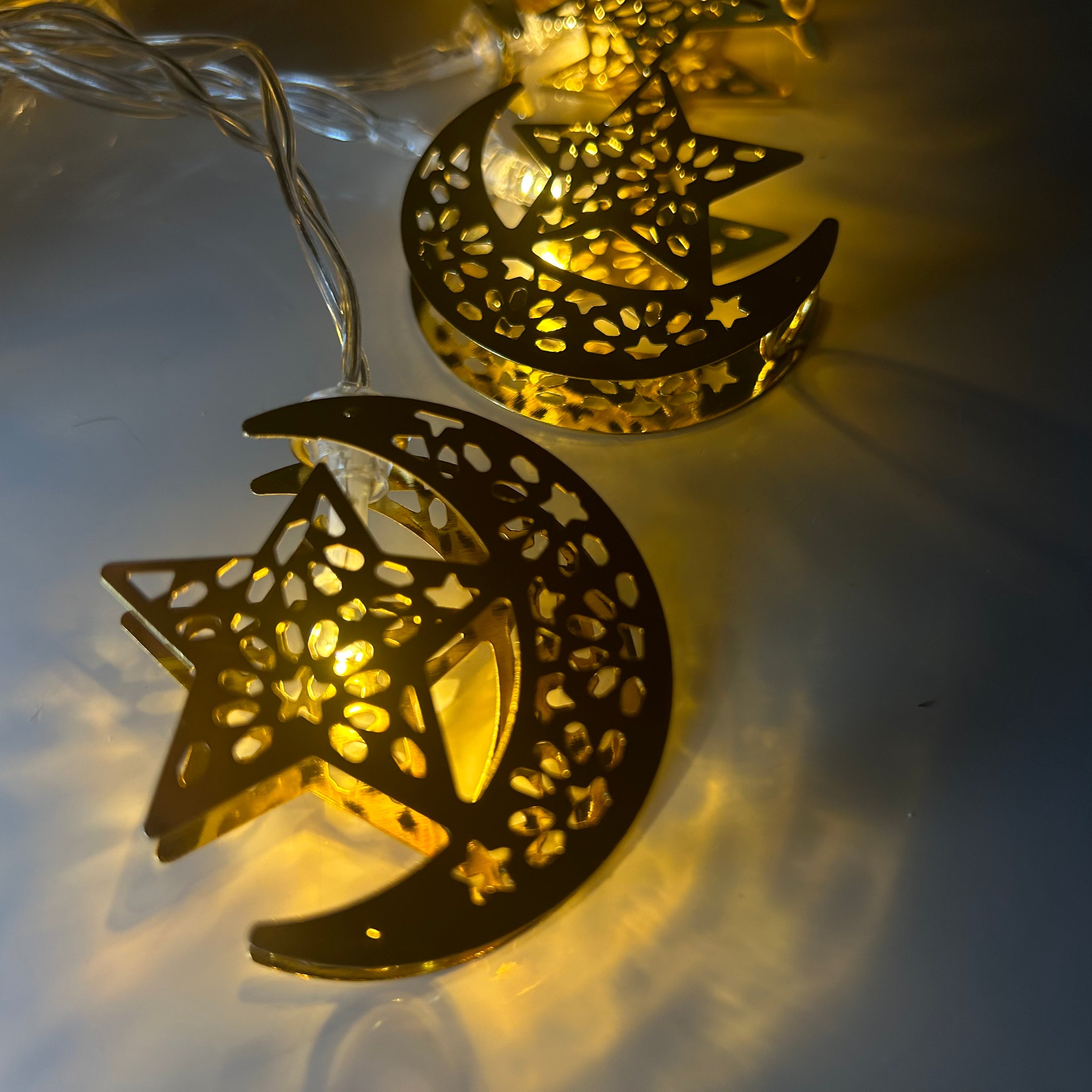 Islamic Geometric Crescent & Star LED String Lights - eRayyan