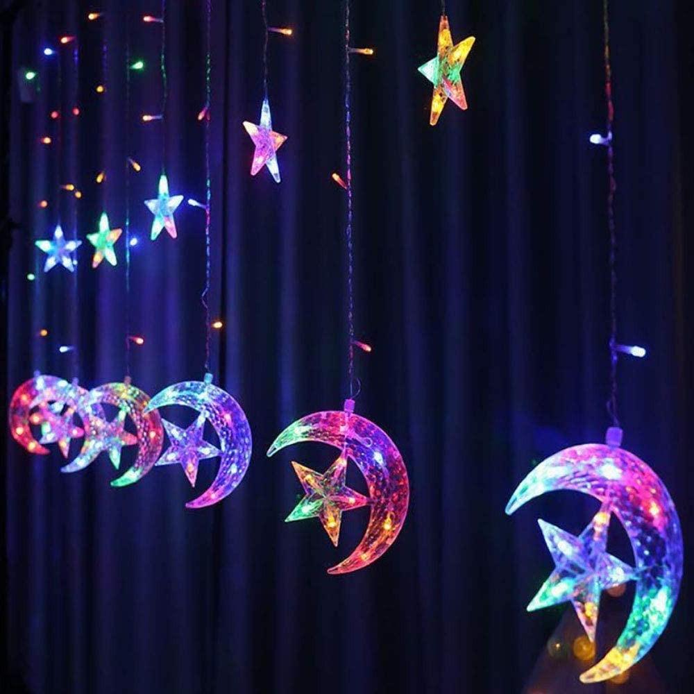 LED MultiColor Star/Moon String Curtain Light 2.5 Meters - eRayyan